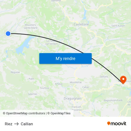 Riez to Callian map