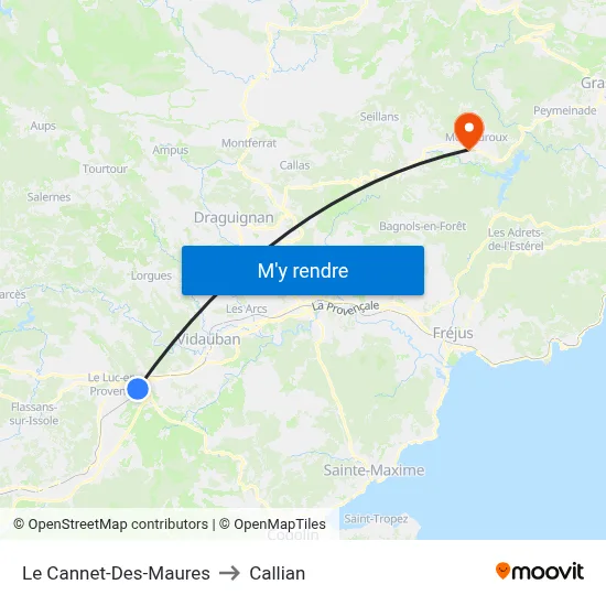 Le Cannet-Des-Maures to Callian map
