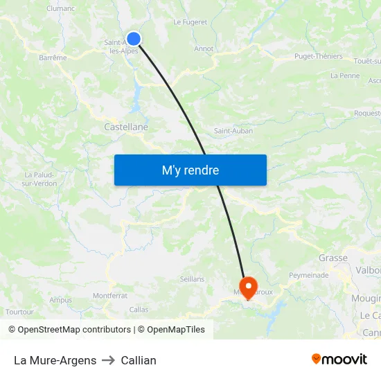 La Mure-Argens to Callian map