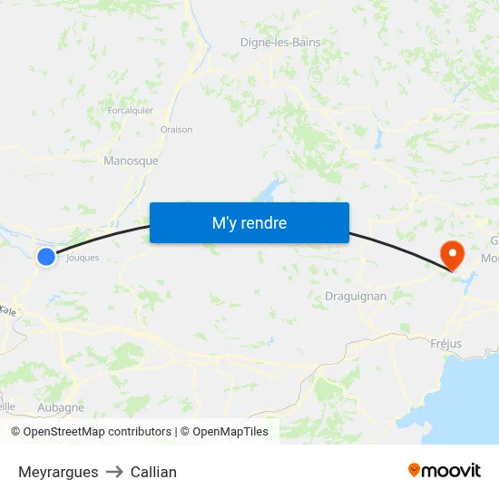 Meyrargues to Callian map
