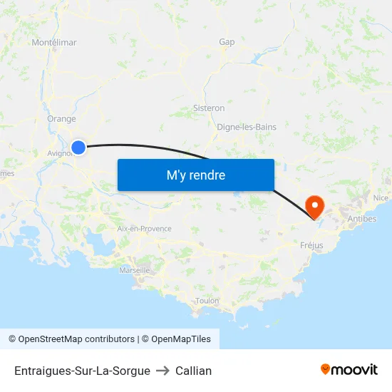 Entraigues-Sur-La-Sorgue to Callian map