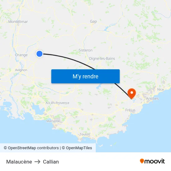 Malaucène to Callian map