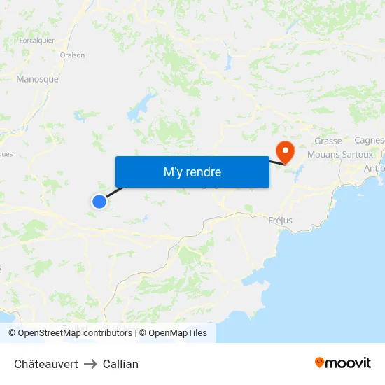 Châteauvert to Callian map