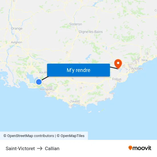 Saint-Victoret to Callian map