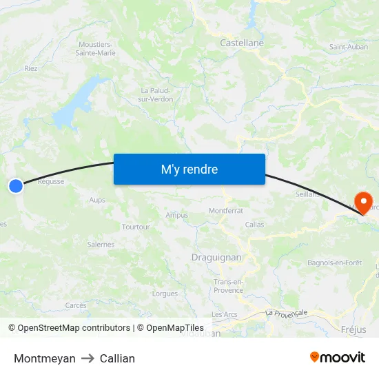 Montmeyan to Callian map