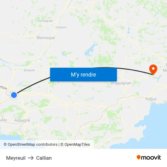 Meyreuil to Callian map