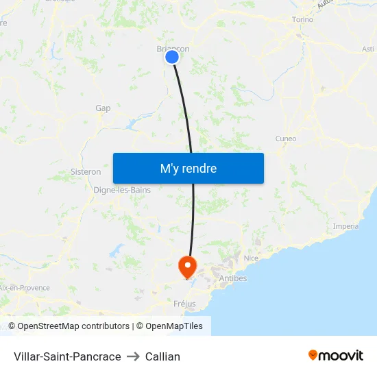 Villar-Saint-Pancrace to Callian map