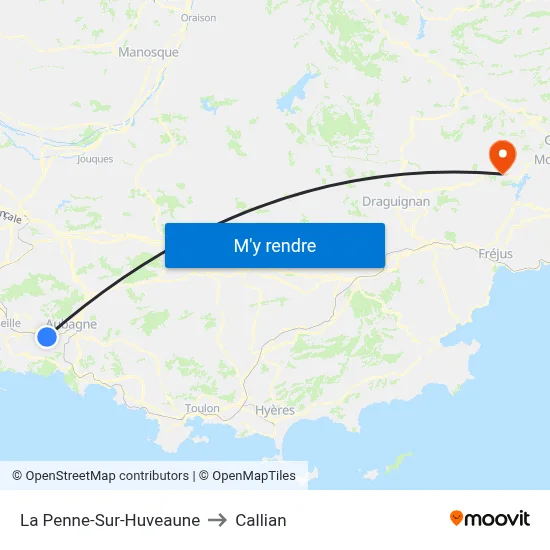 La Penne-Sur-Huveaune to Callian map