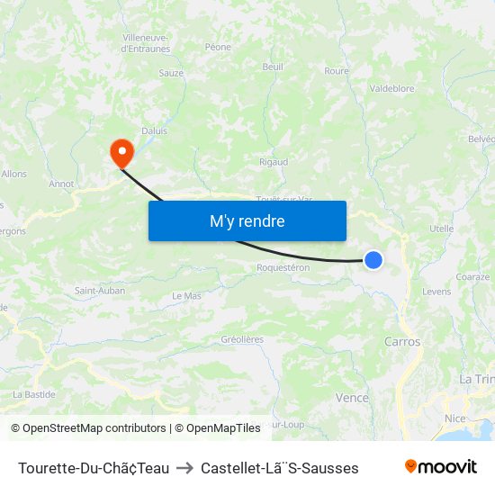 Tourette-Du-Chã¢Teau to Castellet-Lã¨S-Sausses map