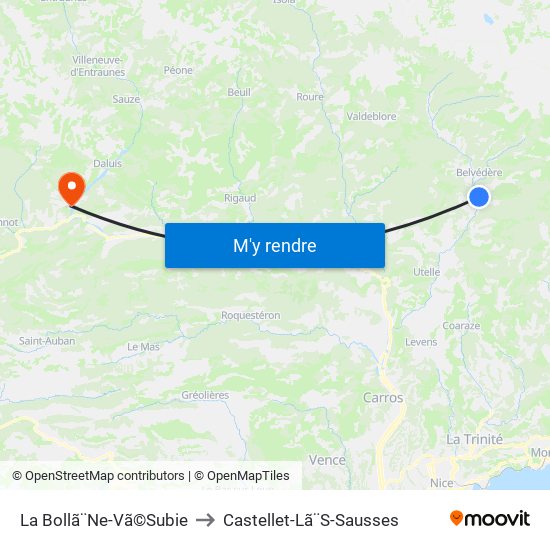 La Bollã¨Ne-Vã©Subie to Castellet-Lã¨S-Sausses map