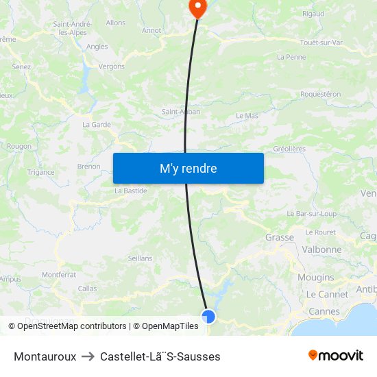 Montauroux to Castellet-Lã¨S-Sausses map
