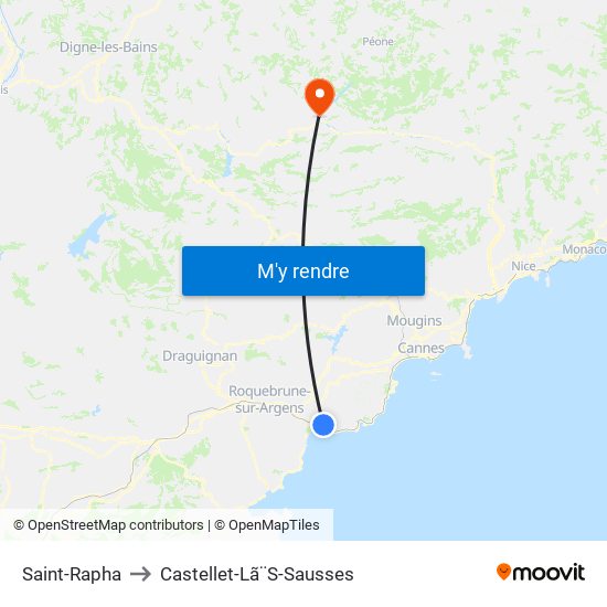 Saint-Rapha to Castellet-Lã¨S-Sausses map