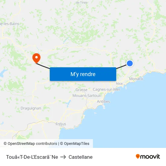 Touã«T-De-L'Escarã¨Ne to Castellane map