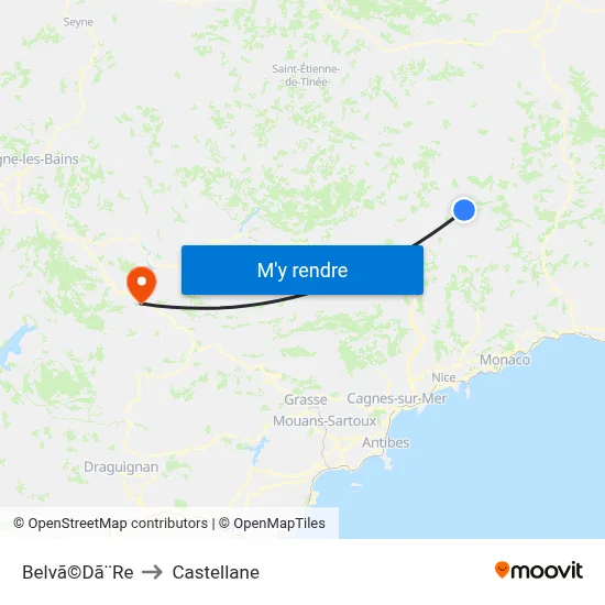 Belvã©Dã¨Re to Castellane map