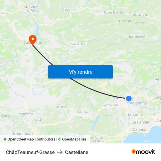 Chã¢Teauneuf-Grasse to Castellane map
