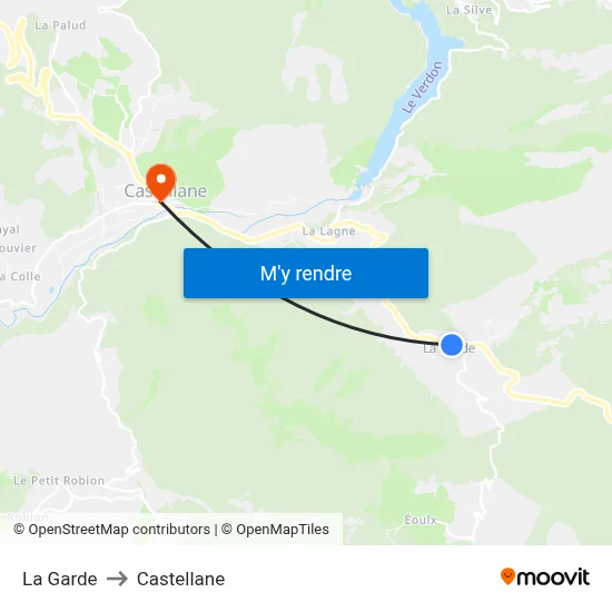 La Garde to Castellane map
