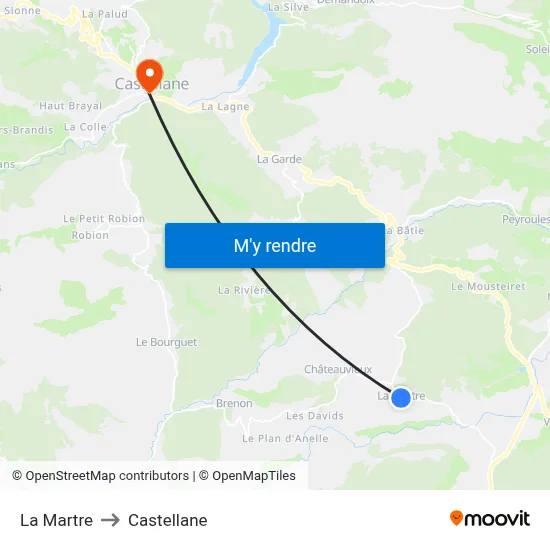 La Martre to Castellane map