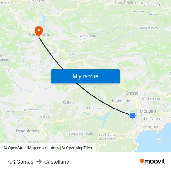 Pã©Gomas to Castellane map