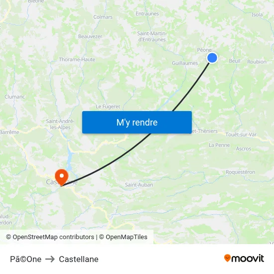 Pã©One to Castellane map