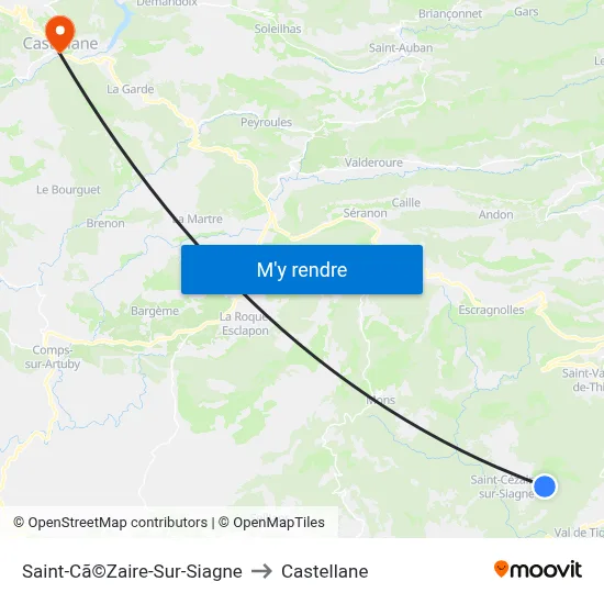 Saint-Cã©Zaire-Sur-Siagne to Castellane map