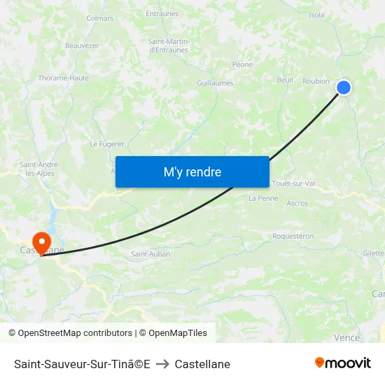 Saint-Sauveur-Sur-Tinã©E to Castellane map