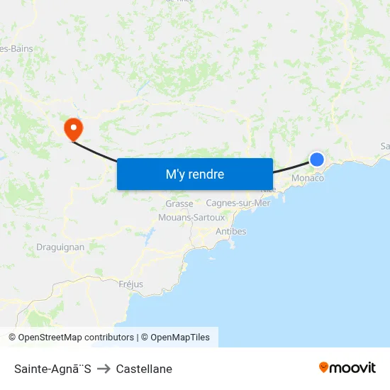 Sainte-Agnã¨S to Castellane map