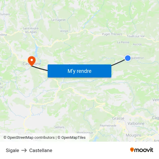 Sigale to Castellane map