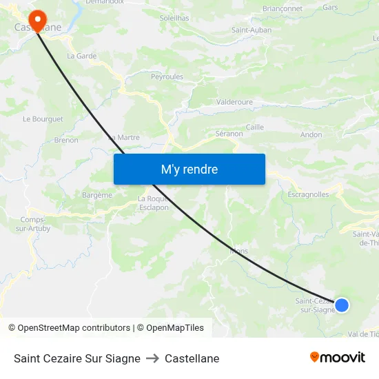 Saint Cezaire Sur Siagne to Castellane map