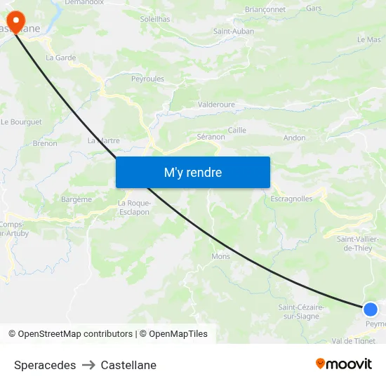 Speracedes to Castellane map