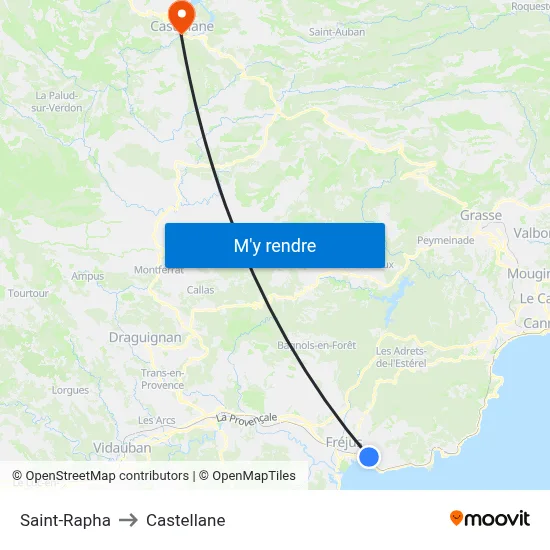 Saint-Rapha to Castellane map