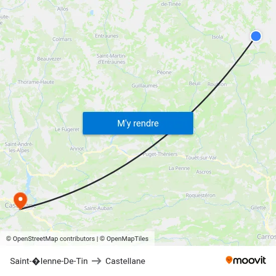 Saint-�Ienne-De-Tin to Castellane map