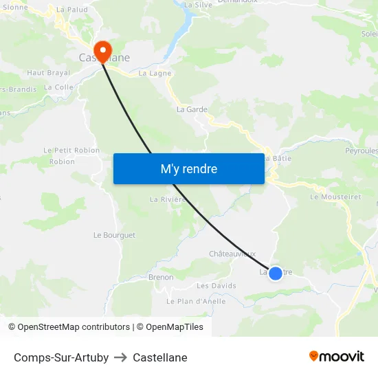 Comps-Sur-Artuby to Castellane map