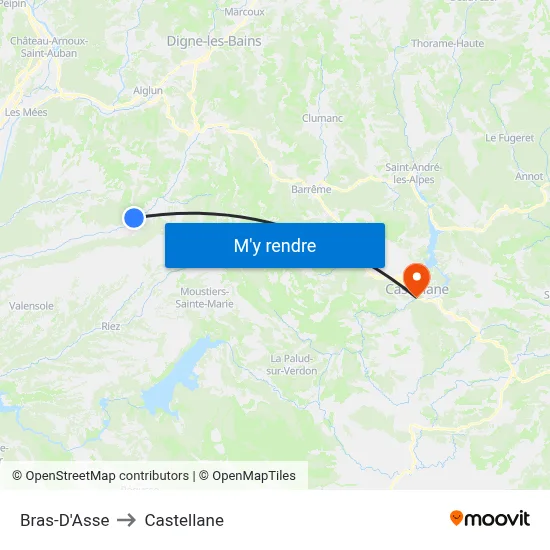 Bras-D'Asse to Castellane map