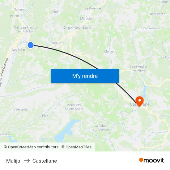 Malijai to Castellane map