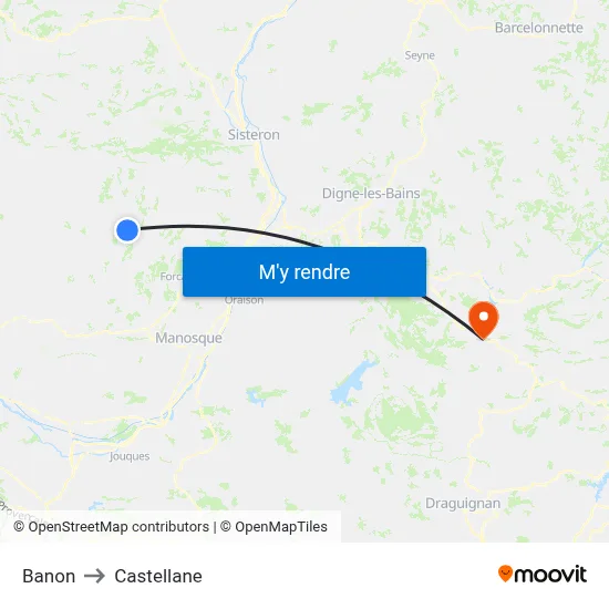 Banon to Castellane map