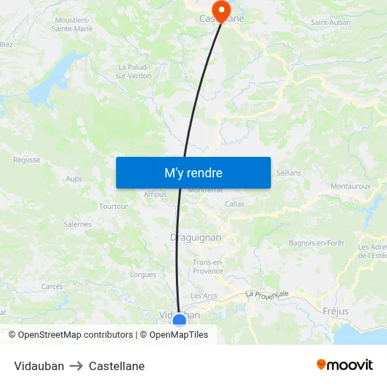 Vidauban to Castellane map