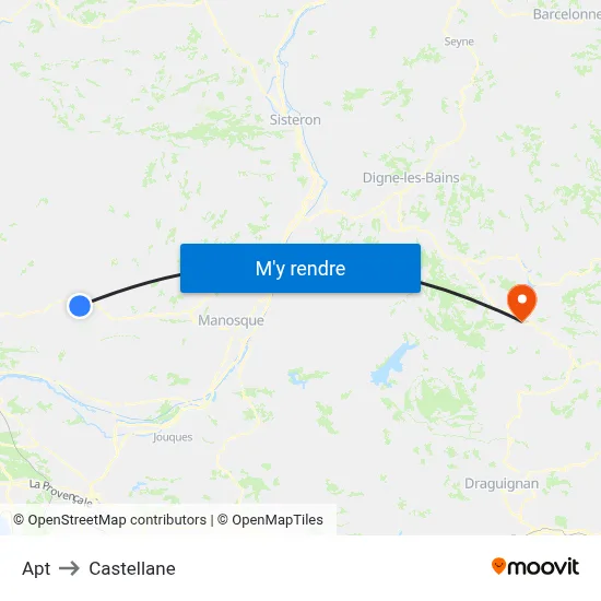 Apt to Castellane map