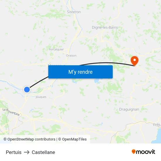 Pertuis to Castellane map