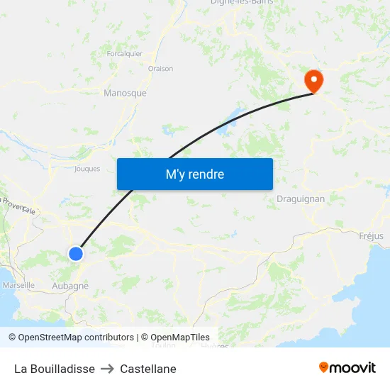 La Bouilladisse to Castellane map