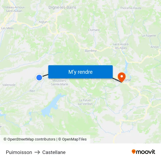 Puimoisson to Castellane map