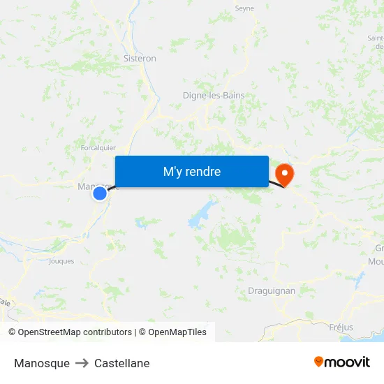 Manosque to Castellane map