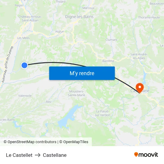 Le Castellet to Castellane map