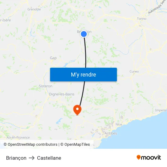 Briançon to Castellane map
