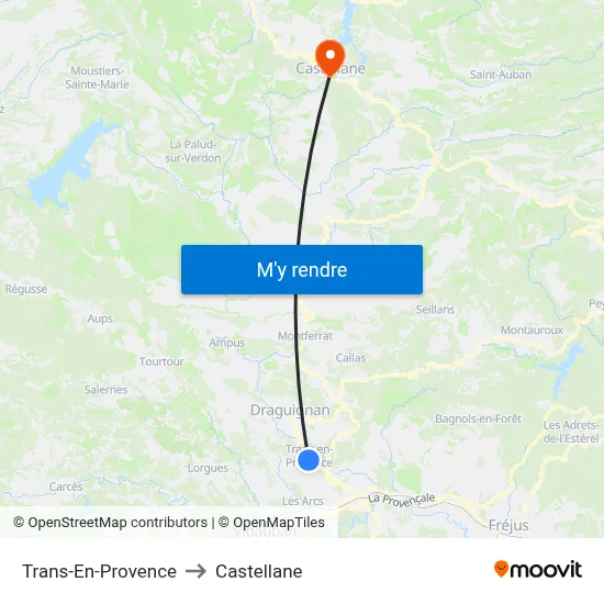 Trans-En-Provence to Castellane map