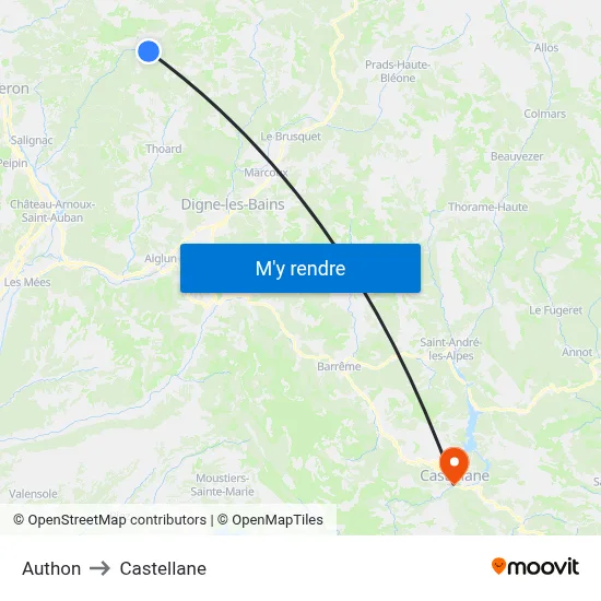 Authon to Castellane map