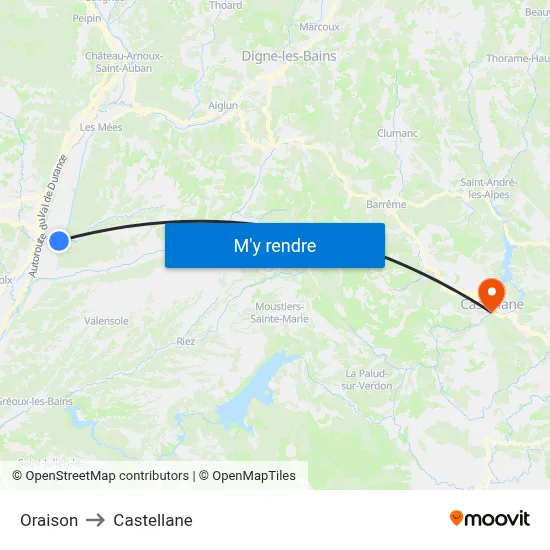 Oraison to Castellane map