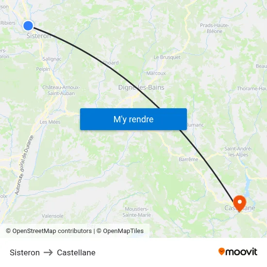 Sisteron to Castellane map