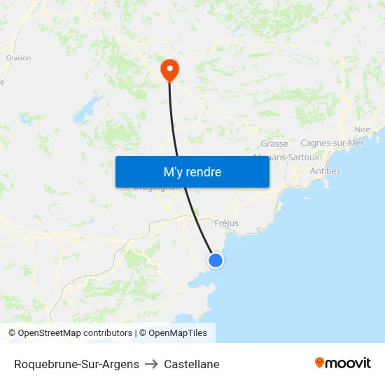 Roquebrune-Sur-Argens to Castellane map