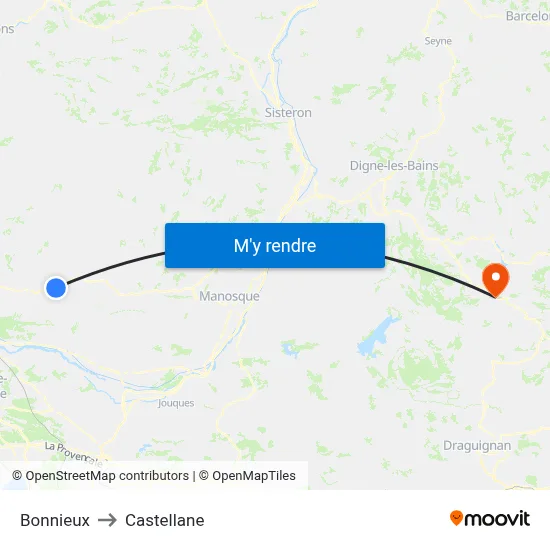 Bonnieux to Castellane map