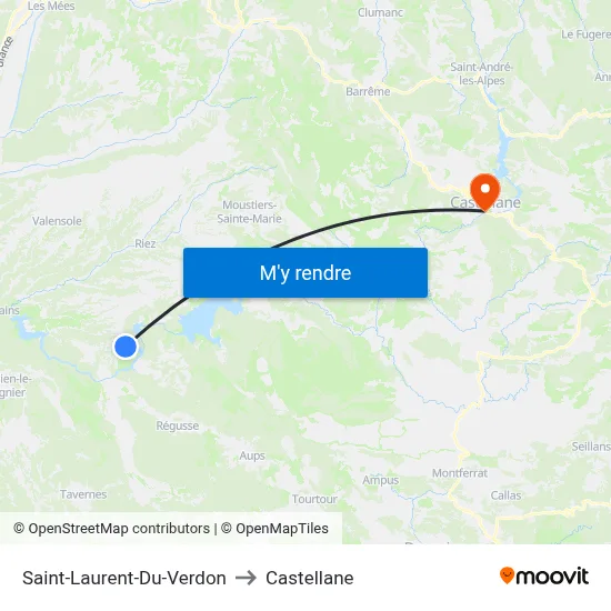 Saint-Laurent-Du-Verdon to Castellane map